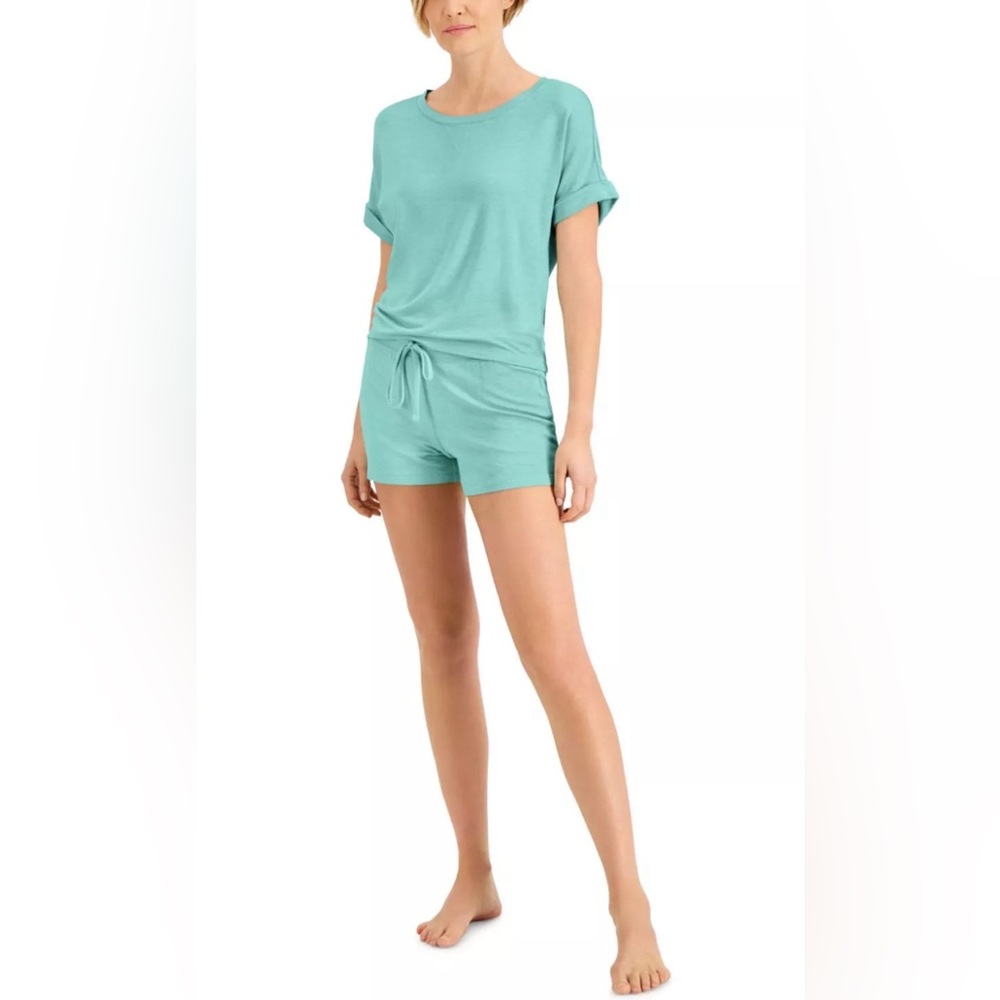 Alfani Womens Ultra-Soft Pajama Short Set,Aqua Reef,XX-Large 2 pc set